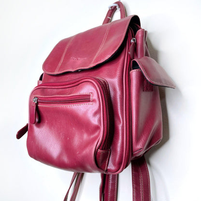 via roma small red vegan leather backpack