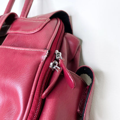 via roma small red vegan leather backpack