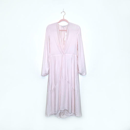 nwt vince satin twist drape long sleeve dress - size 8