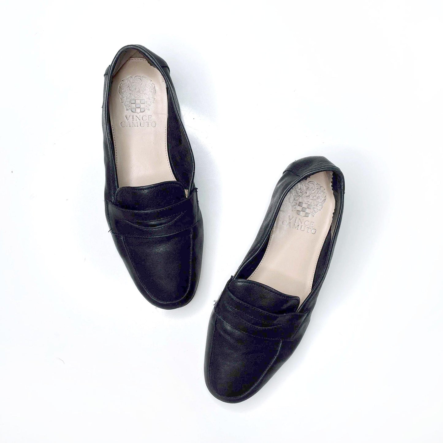 vince camuto black elroy leather penny loafer - size 5.5