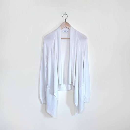 vince ribbed knit open waterfall cardigan with cashmere - size xs