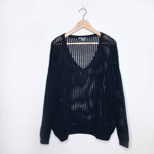 Vince waffle open knit v-neck sweater - size Medium