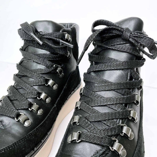 vince black leather high top sneakers - size 6