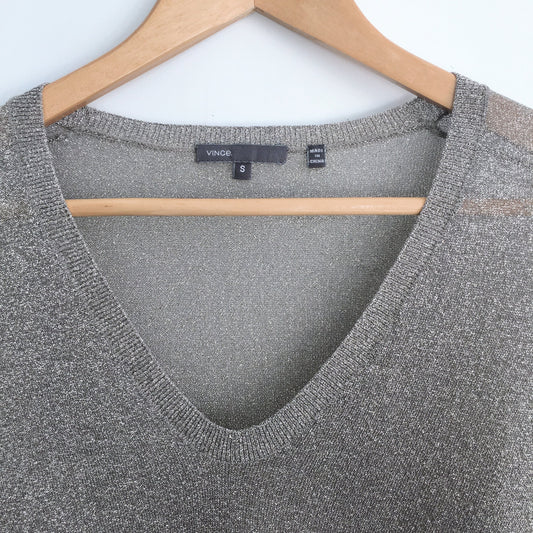 Vince Gold V Neck Sweater - size Small