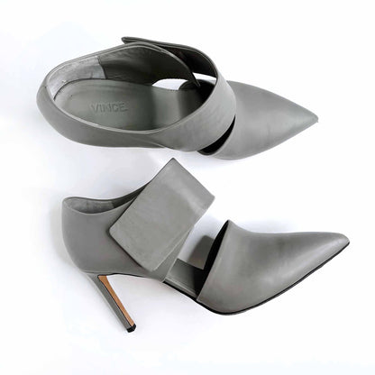 vince capri leather heel with velcro ankle strap - size 11