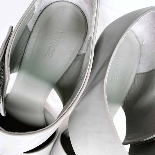 vince capri leather heel with velcro ankle strap - size 11