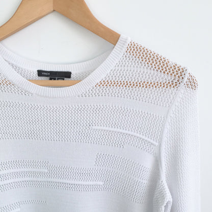 Vince Mesh Inset Crew Neck Sweater - size Small