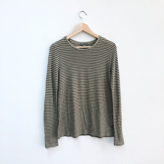 Vince brown stripe long sleeve crew - size xs