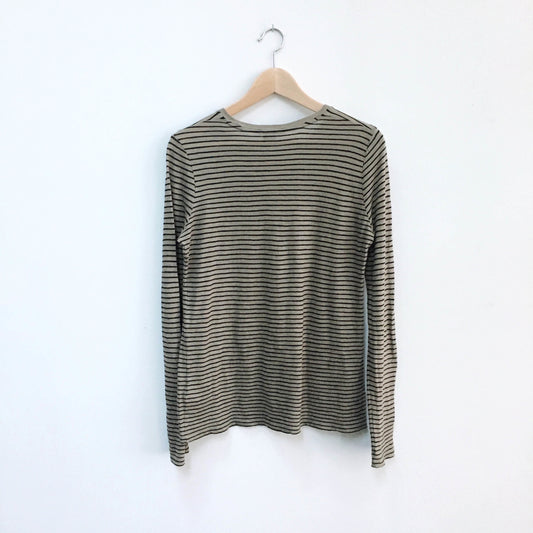 Vince brown stripe long sleeve crew - size xs
