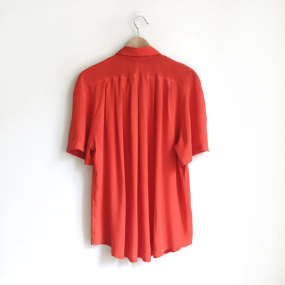 Vintage red blouse with pearl collar - size 14