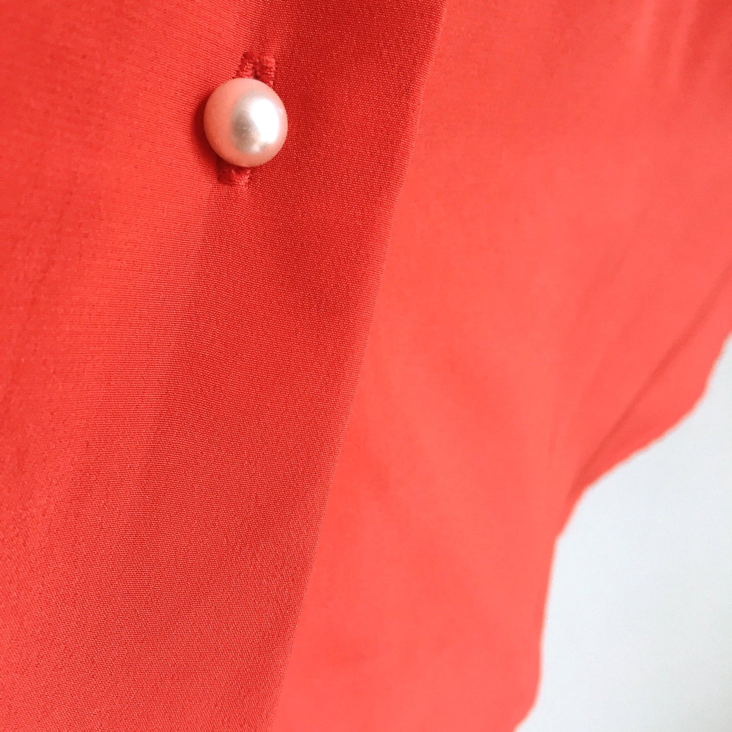 Vintage red blouse with pearl collar - size 14