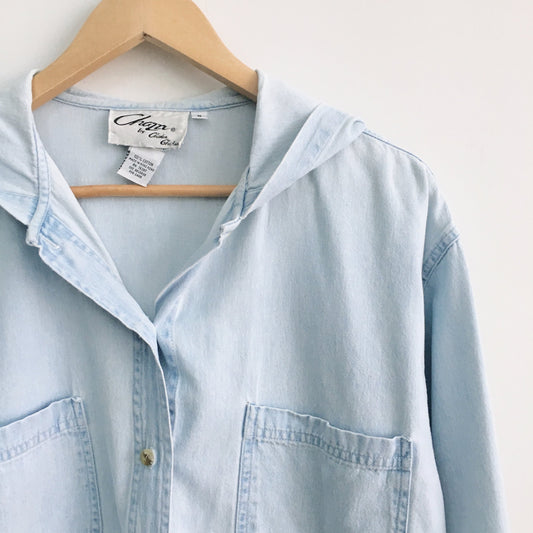 Vintage Chazzz Chambray Hooded Shirt - size Small