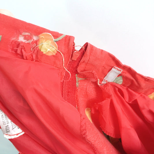 Vintage Peach Blossom A-Line Skirt - size 38