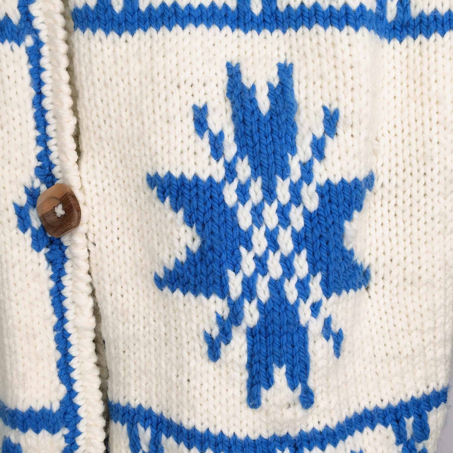 Vintage hand-knit wool nordic sweater jacket - OS