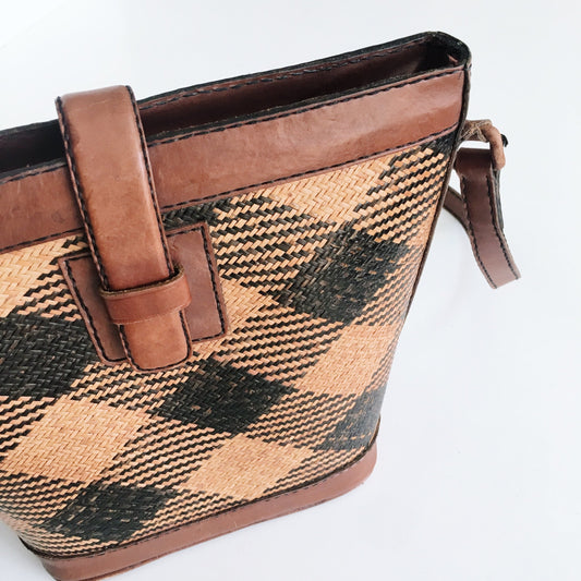 Vintage Sisal Bag with Diamond Weave