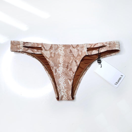 nwt vitamin a snakeskin print bikini bottom in sand - size small