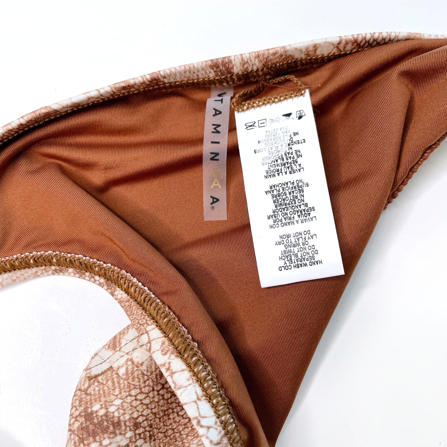 nwt vitamin a snakeskin print bikini bottom in sand - size small