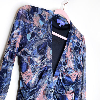 vivienne tam y2k ruched sheer long sleeve dress - size small