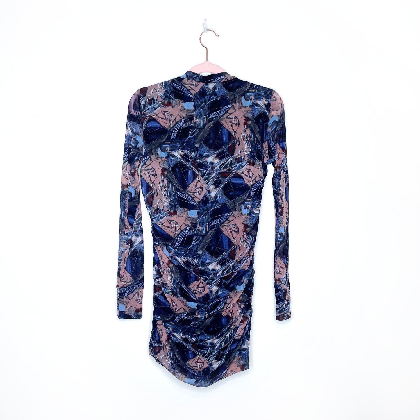 vivienne tam y2k ruched sheer long sleeve dress - size small