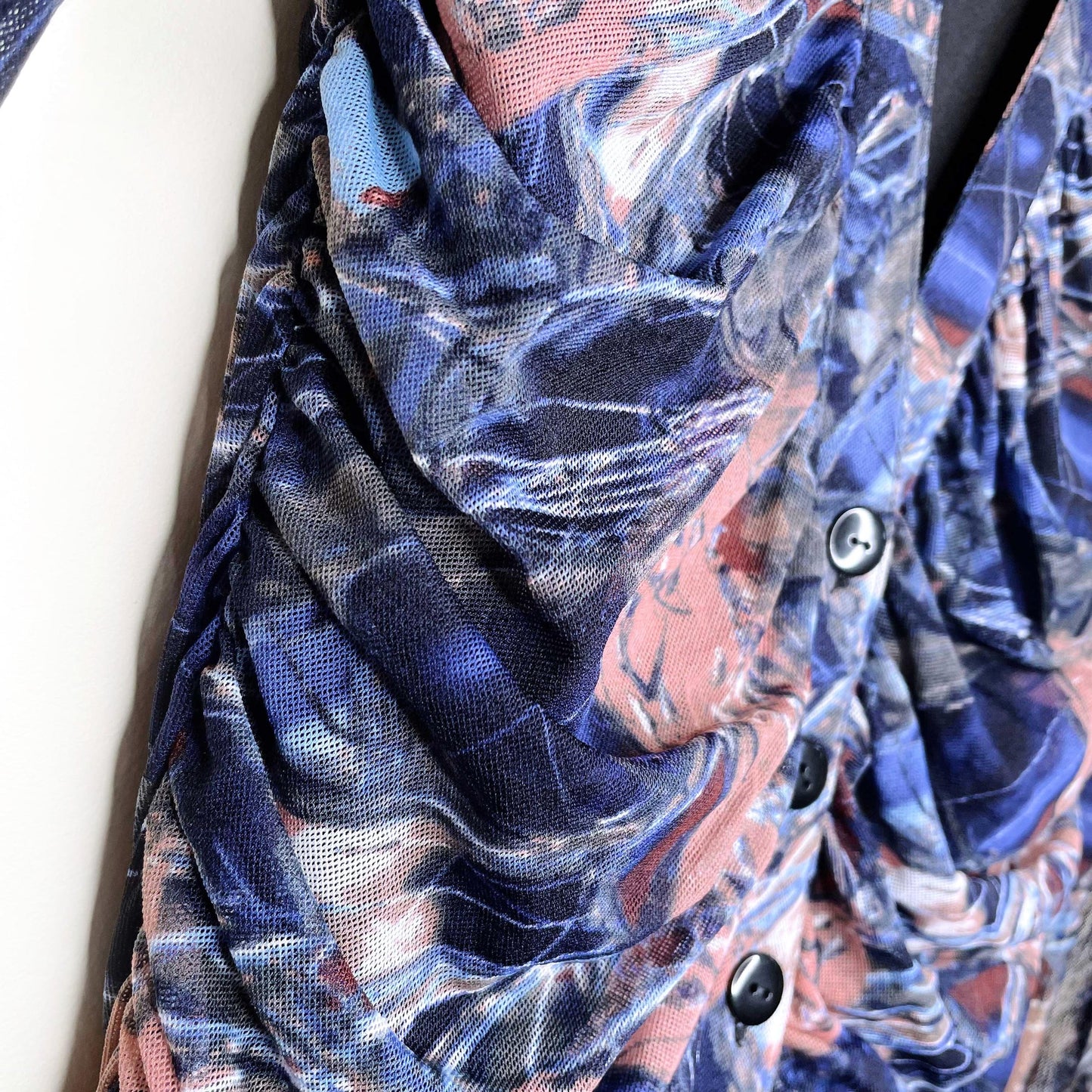 vivienne tam y2k ruched sheer long sleeve dress - size small