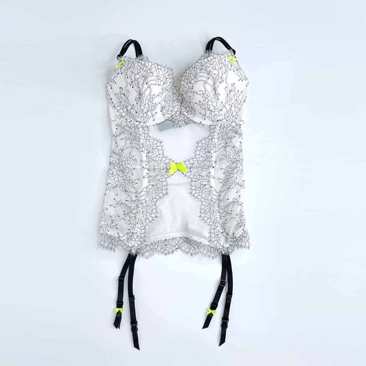 victoria secret dream angels chantilly lace bustier garters 34C