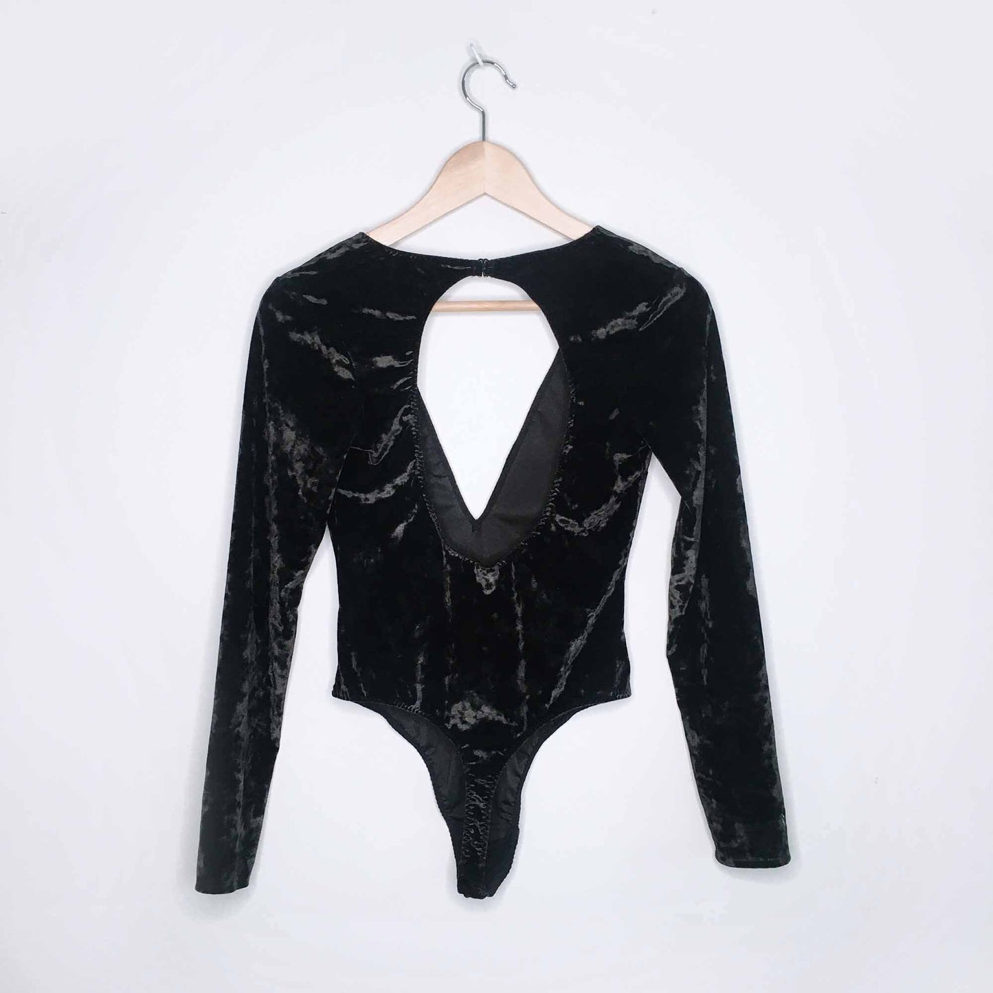 Victoria's Secret plunging v thong velvet bodysuit - size xs