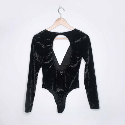 Victoria's Secret plunging v thong velvet bodysuit - size xs