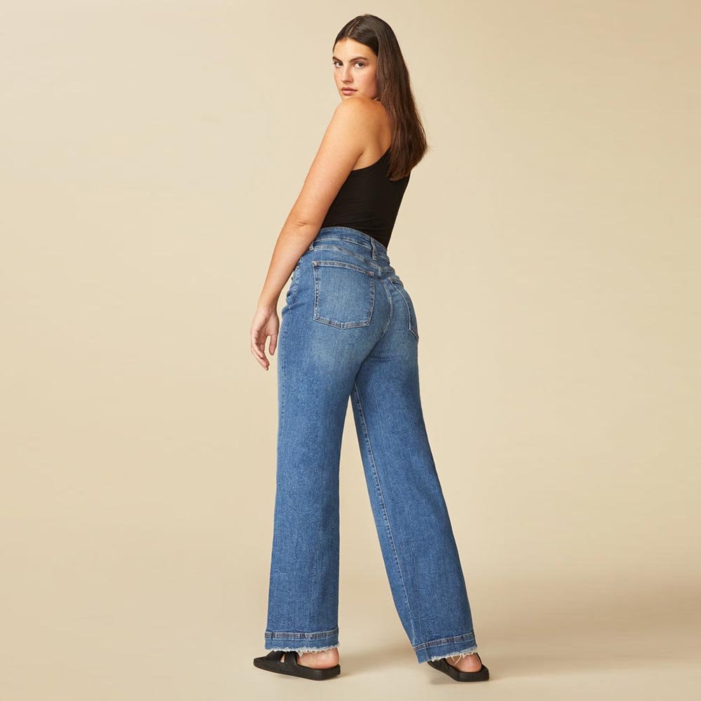 warp + weft nice cote high rise wide leg jeans - size 29