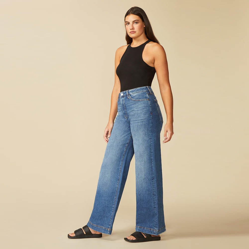 warp + weft nice cote high rise wide leg jeans - size 29