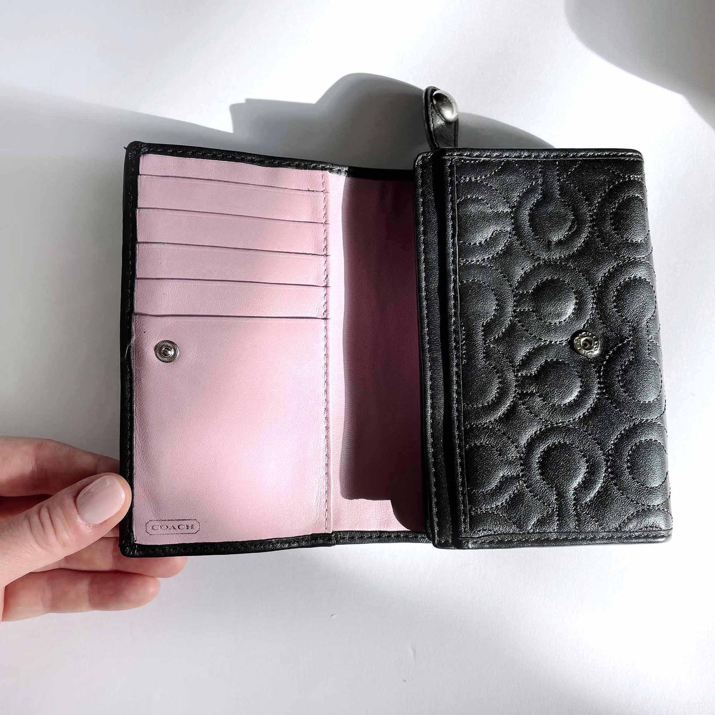 coach signature c print quilted leather wallet