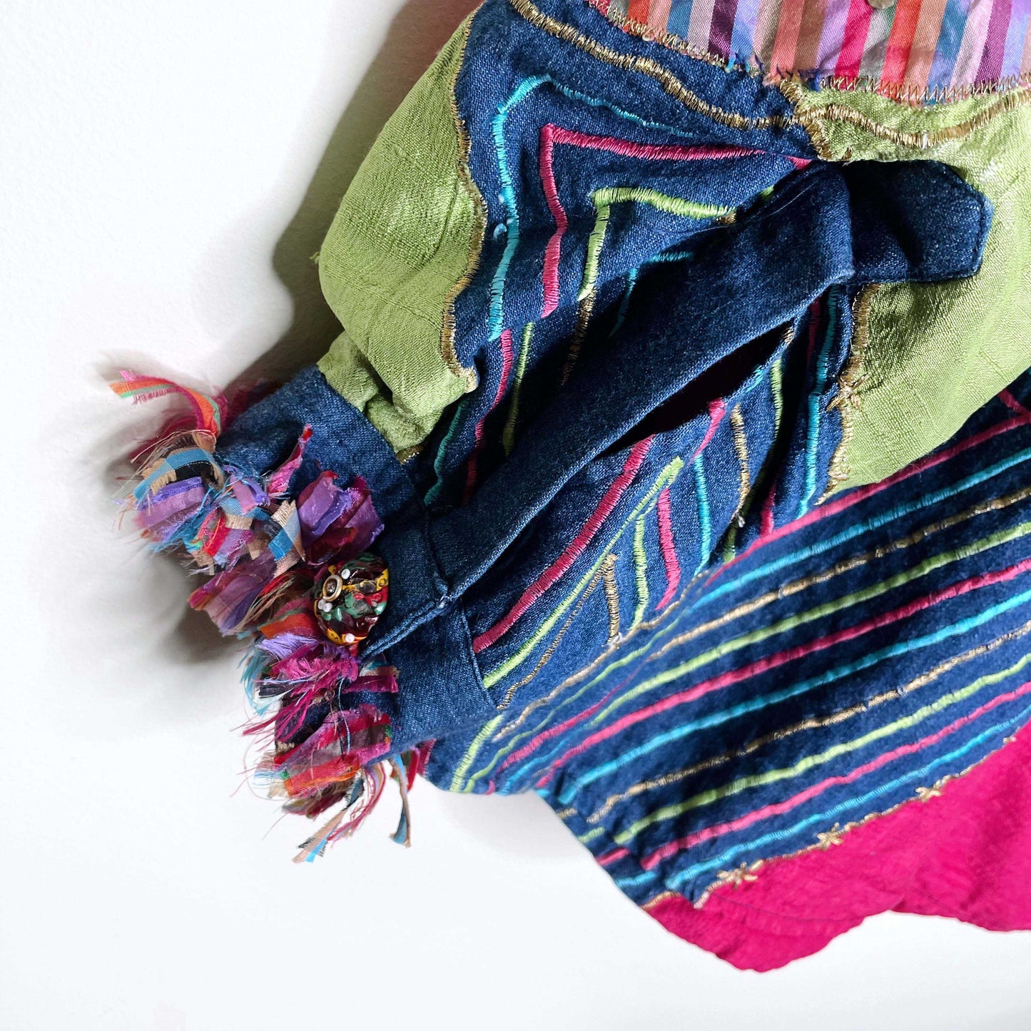 vintage wally artsy patchwork silk multicolour jacket - size large