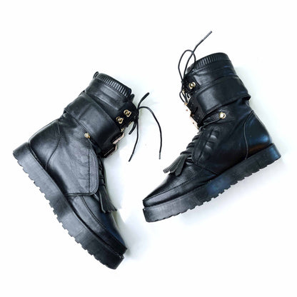 alexander wang frankie creeper fringe combat boots - size 38