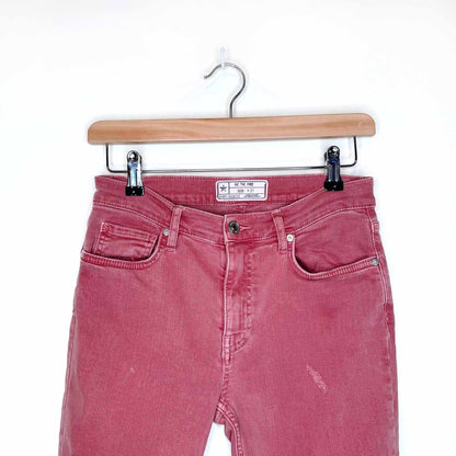 we the free pink distressed frayed hem skinny jeans - size 27
