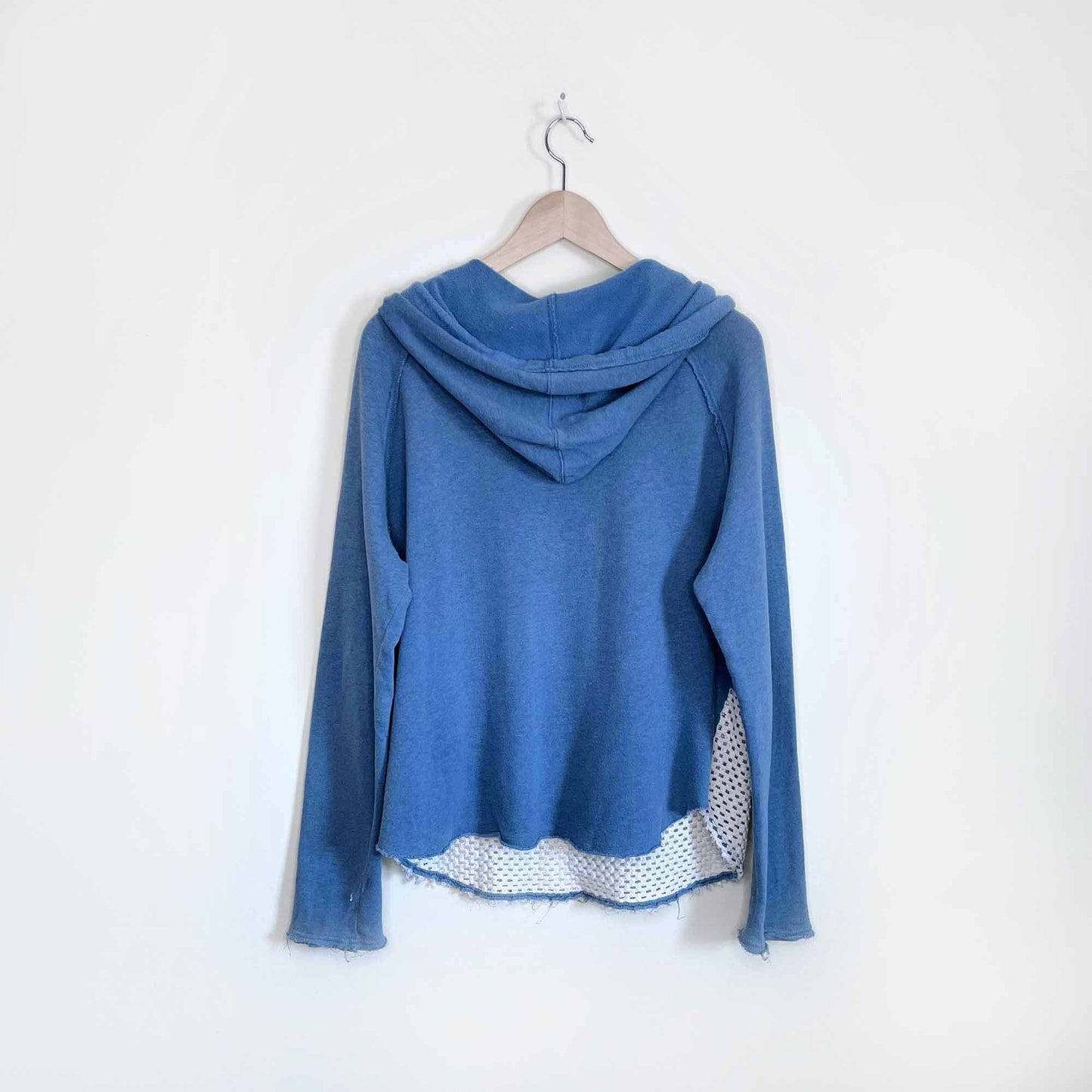 we the free raw edge beach hoodie with crochet panels - size medium