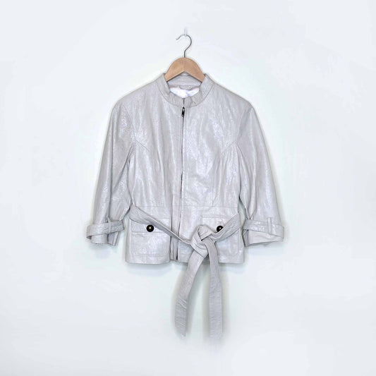 wendy hil brushed leather belted jacket - size 6