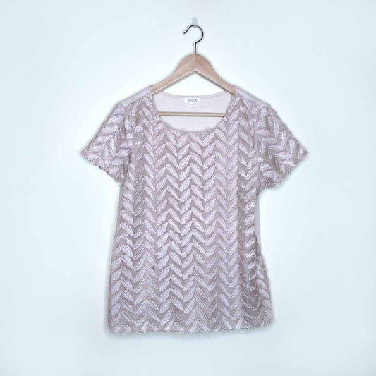 anthropologie weston leaf embroidered top - size large