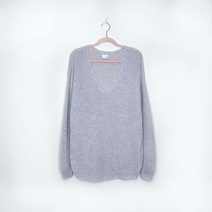 wilfred free grey wolter waffle knit v-neck sweater - size medium