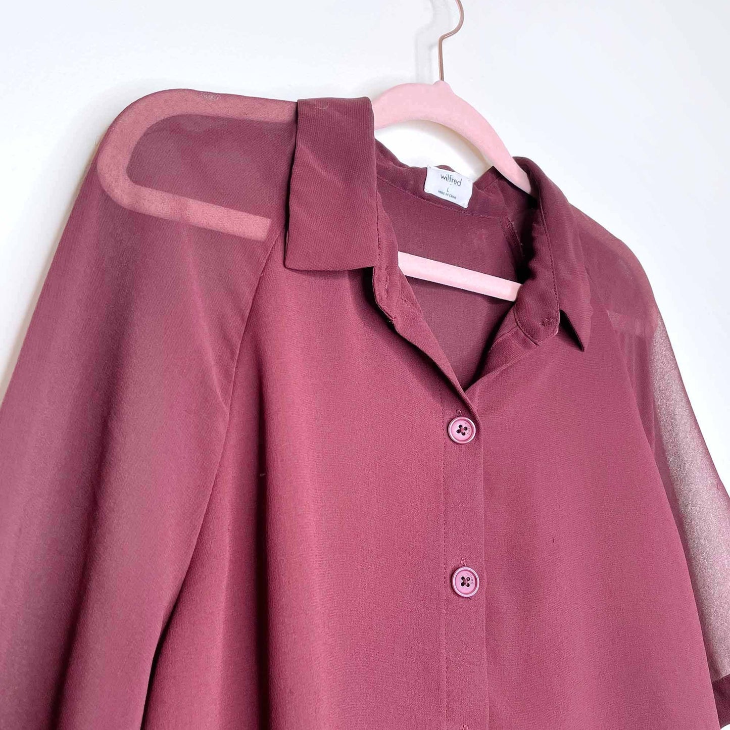 wilfred cropped henrietta short sleeve button down shirt - size large