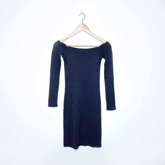 wilfred free off shoulder grey long sleeve mini dress - size xs