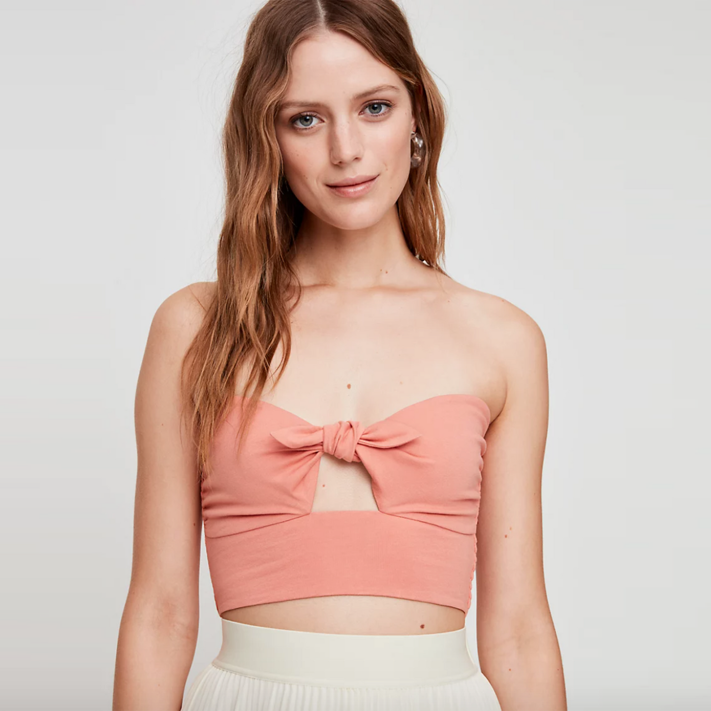wilfred cropped daveney tie front tube top - size medium