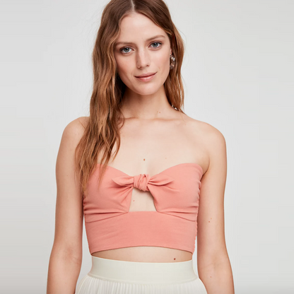wilfred cropped daveney tie front tube top - size medium