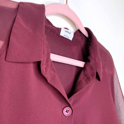 wilfred cropped henrietta short sleeve button down shirt - size large