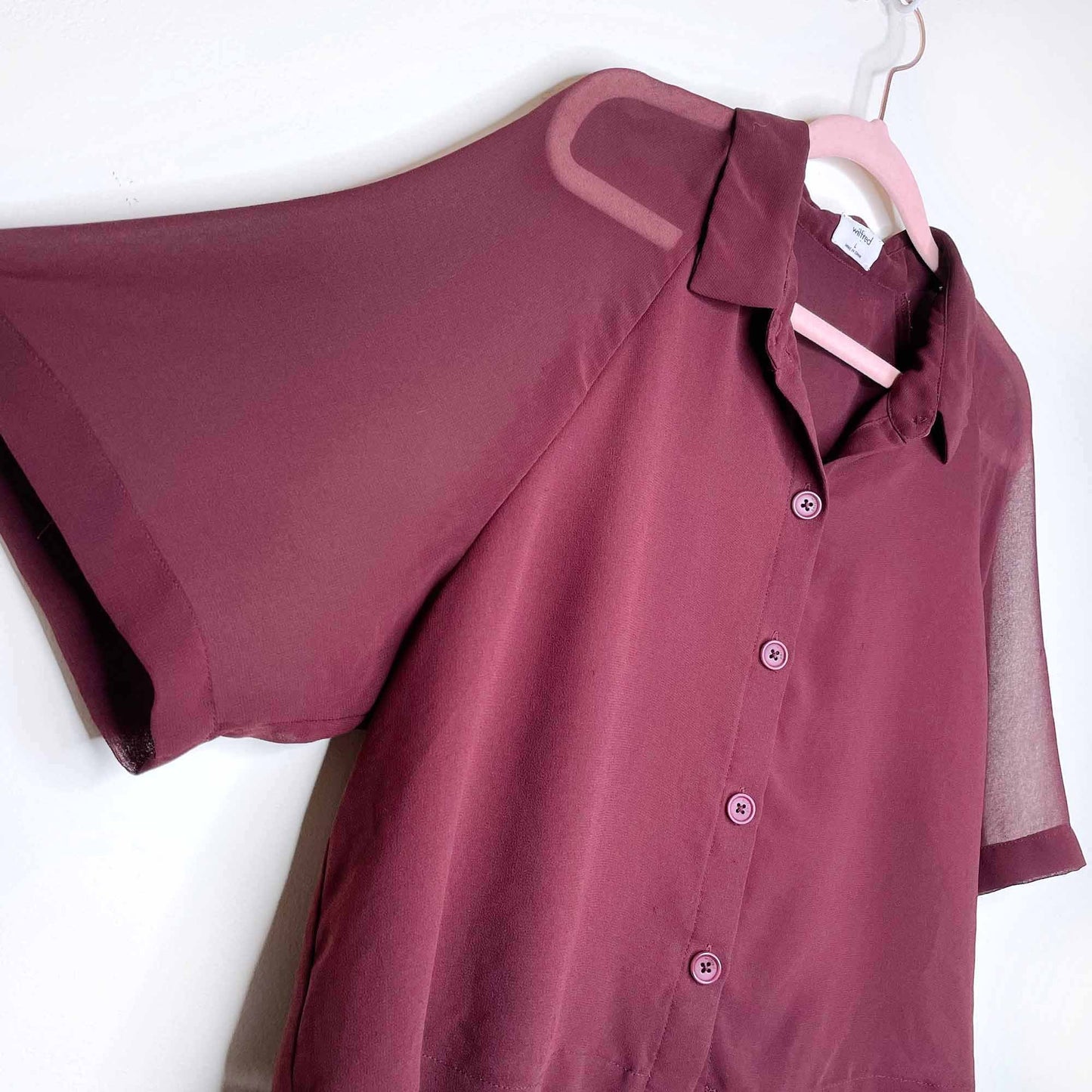 wilfred cropped henrietta short sleeve button down shirt - size large