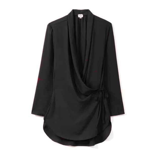 wilfred black iris tie-wrap ruched blouse - size small