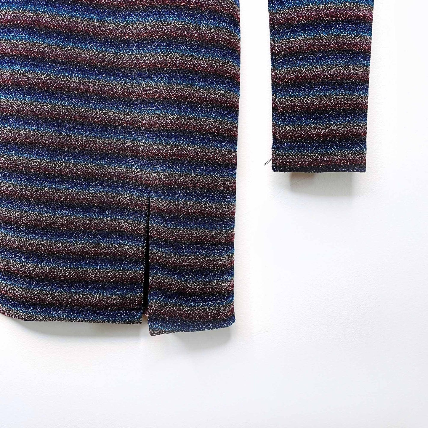 wild honey metallic rainbow long sleeve mini dress - size medium