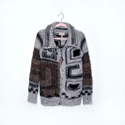 wilfred free handknit cowichan wool-alpaca cardigan - size xs