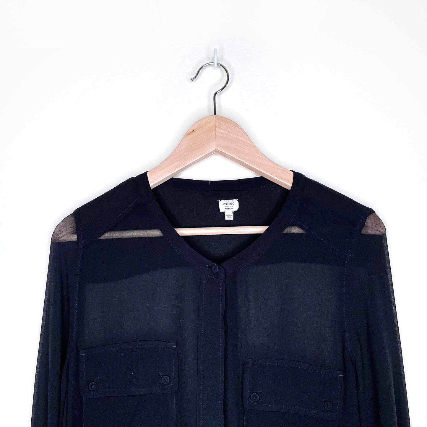 wilfred silk chiffon giffard button down blouse - size medium