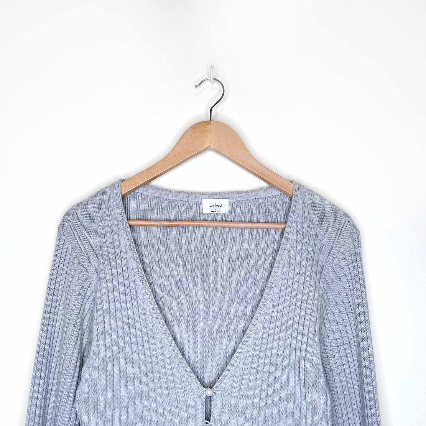 wilfred deep v-neck pearl cardigan - size large