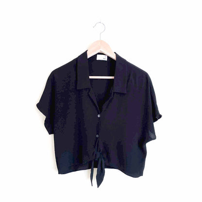wilfred free tie-front cropped button down - size small