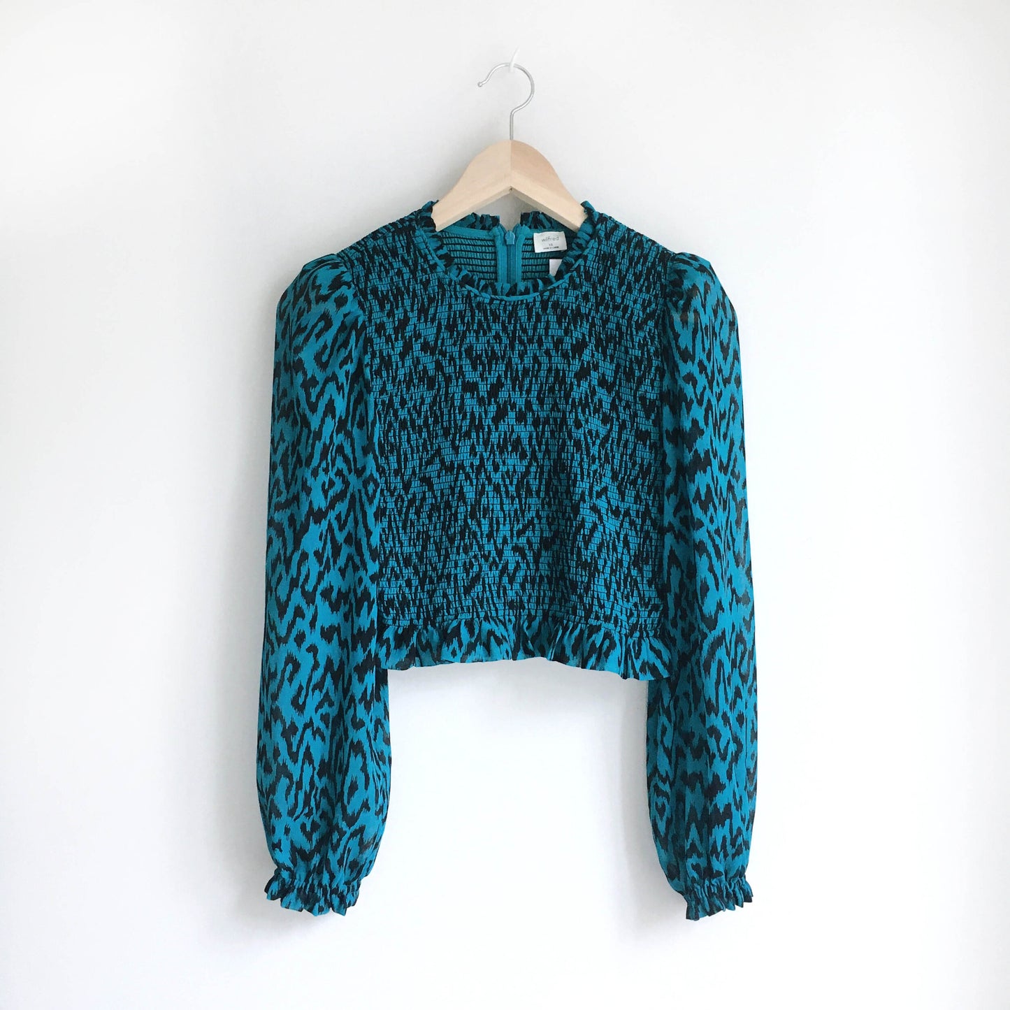 NWT Wilfred Lilith Animal Print Prairie Blouse - size xs